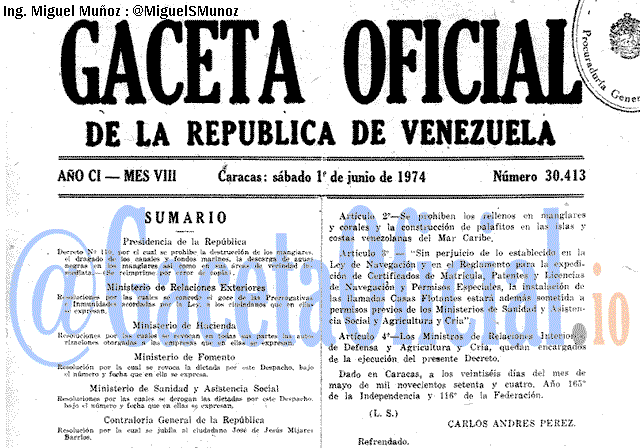 Gaceta Oficial 30413 del 1 Junio 1974