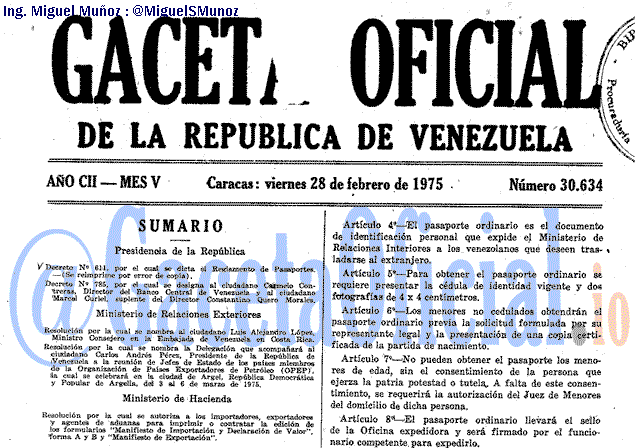 Gaceta Oficial 30634 del 28 Febrero 1975