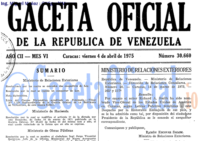 Gaceta Oficial 30660 del 4 Abril 1975