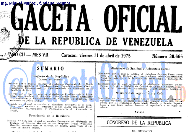 Gaceta Oficial 30666 del 11 Abril 1975