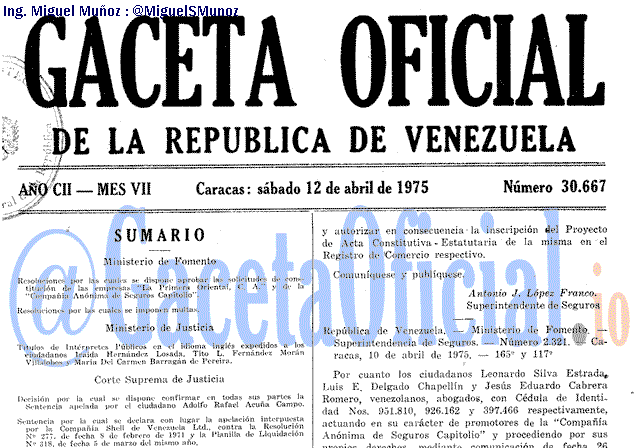 Gaceta Oficial 30667 del 12 Abril 1975