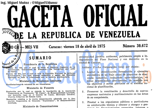 Gaceta Oficial 30672 del 18 Abril 1975