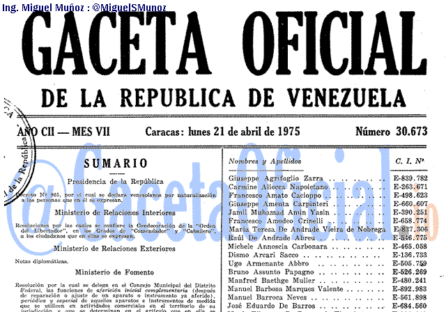 Gaceta Oficial 30673 del 21 Abril 1975