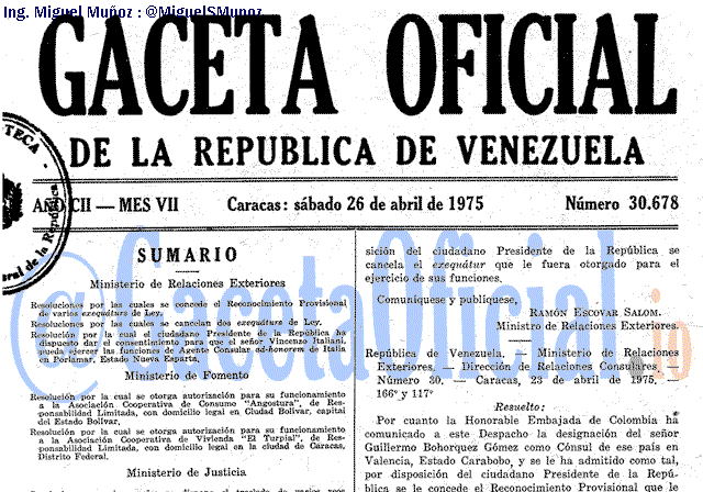 Gaceta Oficial 30678 del 26 Abril 1975