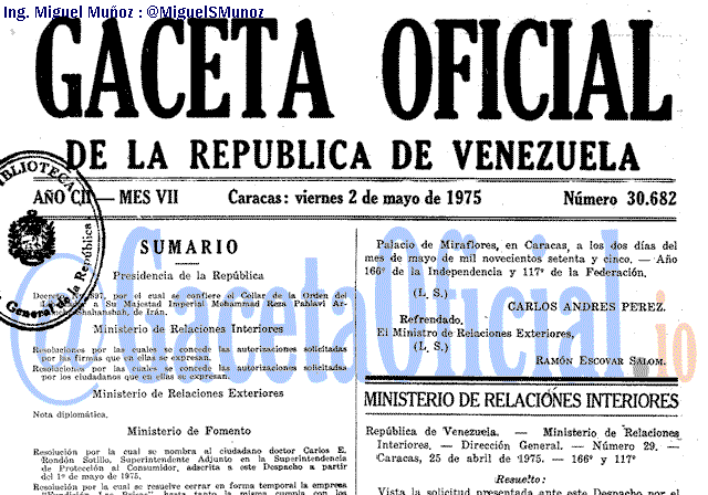 Gaceta Oficial 30682 del 2 Mayo 1975