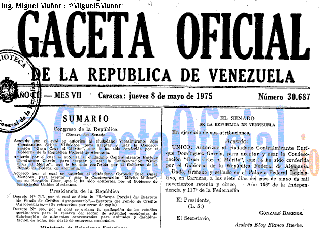 Gaceta Oficial 30687 del 8 Mayo 1975