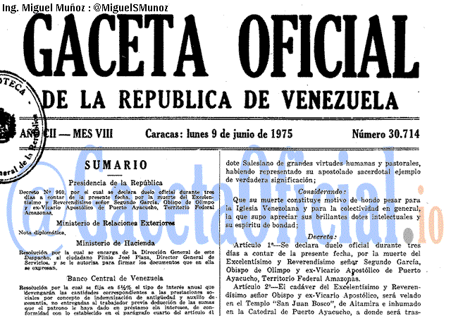 Gaceta Oficial 30714 del 9 Junio 1975
