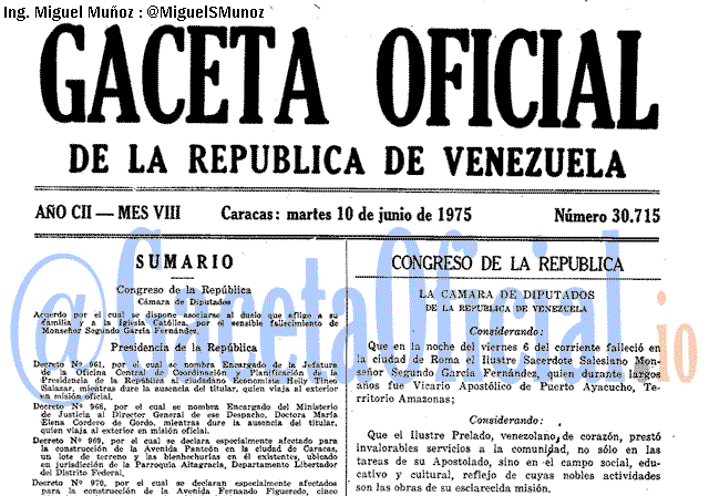 Gaceta Oficial 30715 del 10 Junio 1975