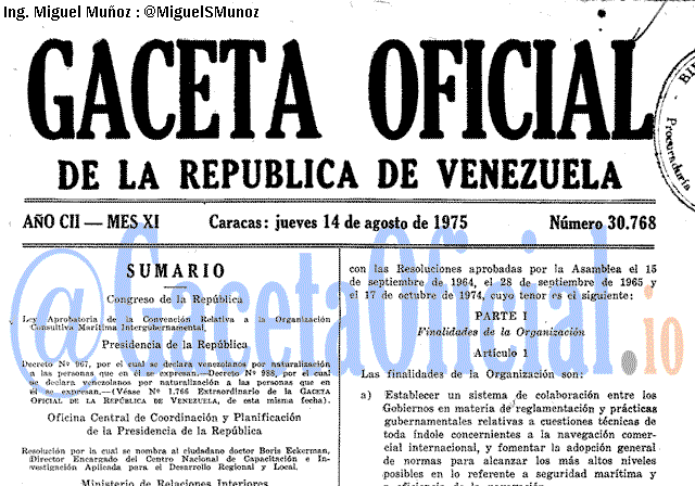 Gaceta Oficial 30768 del 14 Agosto 1975