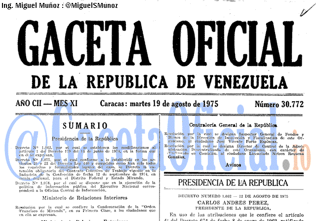 Gaceta Oficial 30772 del 19 Agosto 1975