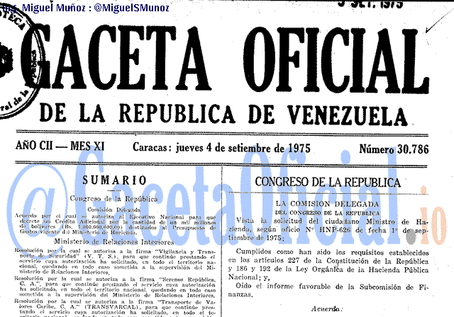 Gaceta Oficial 30786 del 4 Septiembre 1975