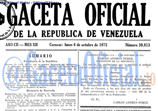 Gaceta Oficial 30813 del 6 Octubre 1975