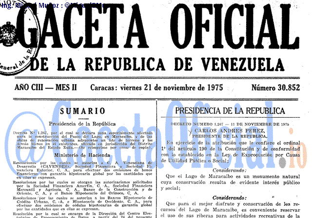 Gaceta Oficial 30852 del 21 Noviembre 1975