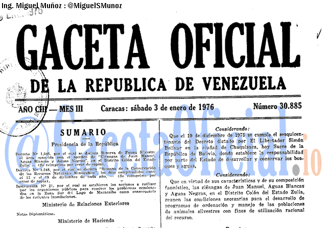 Gaceta Oficial 30885 del 3 Enero 1976