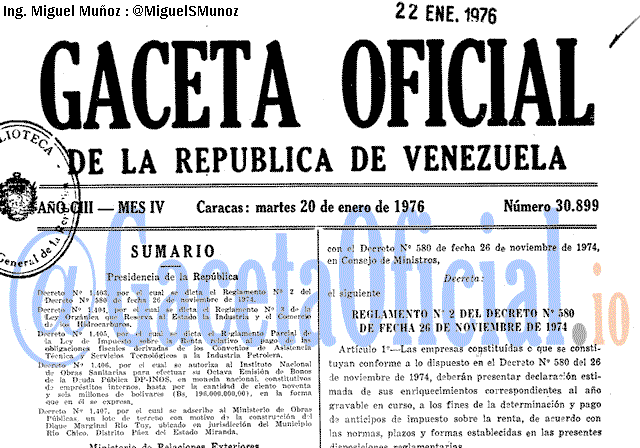 Gaceta Oficial 30899 del 20 Enero 1976