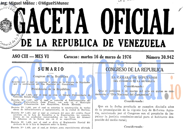 Gaceta Oficial 30942 del 16 Marzo 1976