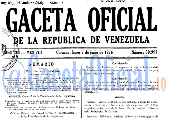 Gaceta Oficial 30997 del 7 Junio 1976