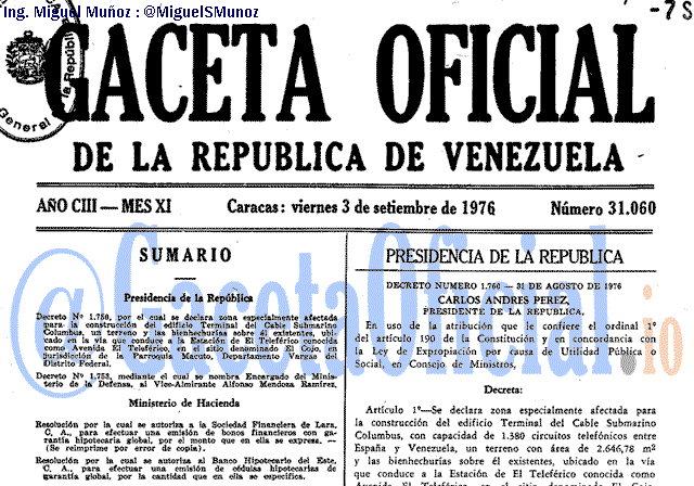 Gaceta Oficial 31060 del 3 Septiembre 1976