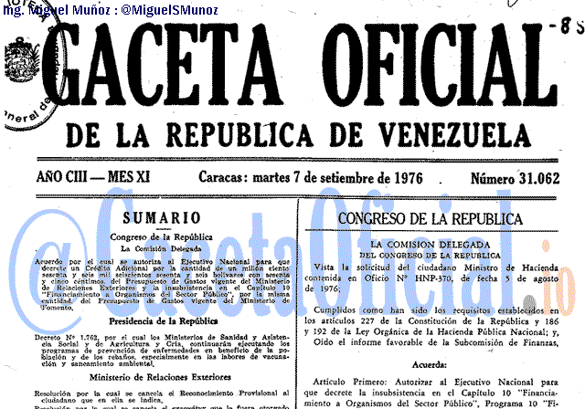 Gaceta Oficial 31062 del 7 Septiembre 1976