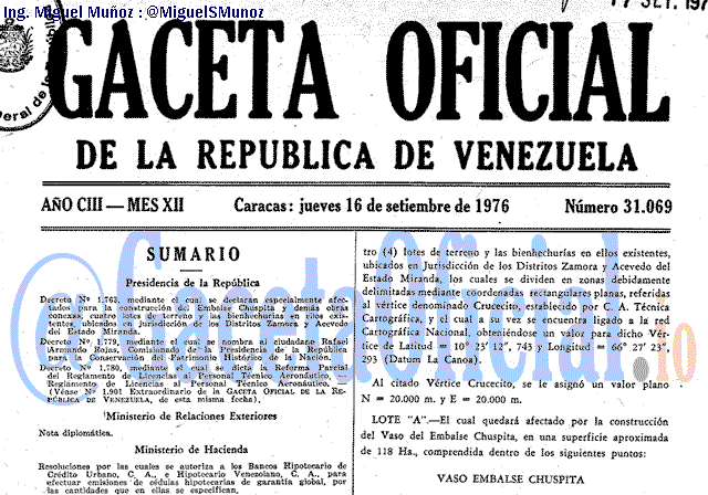 Gaceta Oficial 31069 del 16 Septiembre 1976