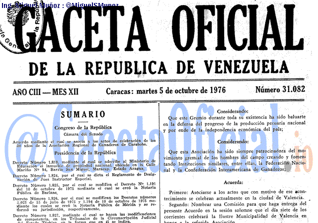 Gaceta Oficial 31082 del 5 Octubre 1976
