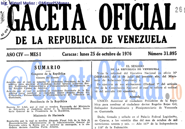 Gaceta Oficial 31095 del 25 Octubre 1976