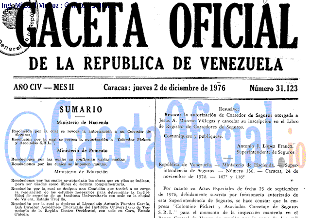 Gaceta Oficial 31123 del 2 Diciembre 1976