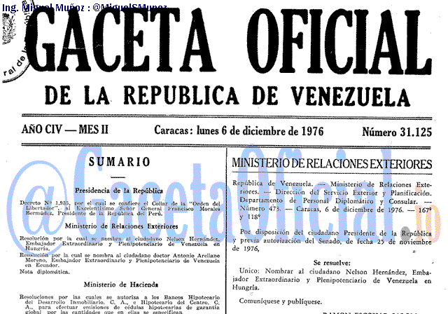 Gaceta Oficial 31125 del 6 Diciembre 1976