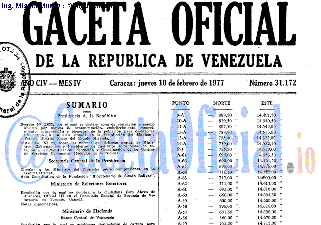 Gaceta Oficial 31172 del 10 Febrero 1977
