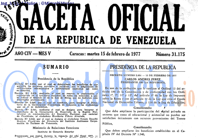Gaceta Oficial 31175 del 15 Febrero 1977