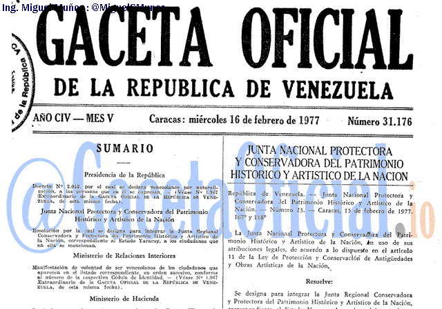 Gaceta Oficial 31176 del 16 Febrero 1977