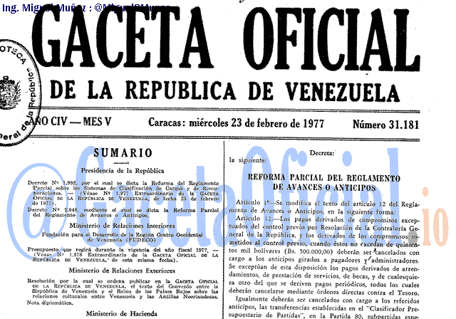 Gaceta Oficial 31181 del 23 Febrero 1977
