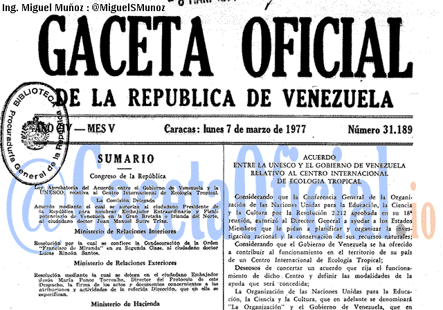 Gaceta Oficial 31189 del 7 Marzo 1977