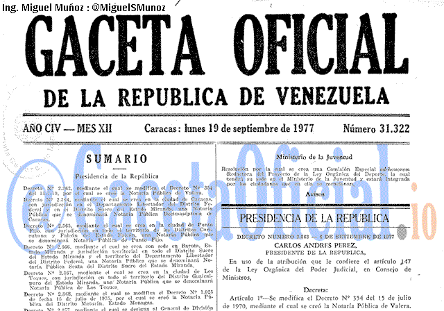 Gaceta Oficial 31322 del 19 Septiembre 1977