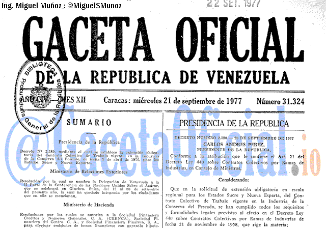 Gaceta Oficial 31324 del 21 Septiembre 1977