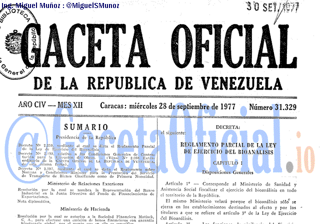 Gaceta Oficial 31329 del 28 Septiembre 1977
