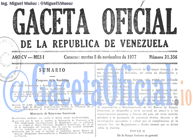 Gaceta Oficial 31356 del 8 Noviembre 1977