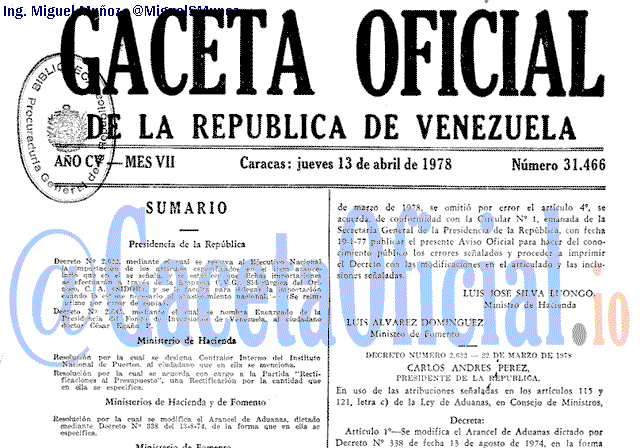 Gaceta Oficial 31466 del 13 Abril 1978