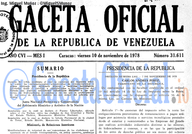 Gaceta Oficial 31611 del 10 Noviembre 1978