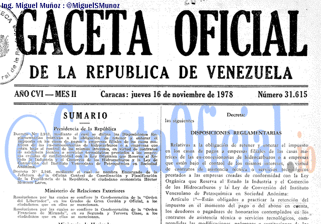 Gaceta Oficial 31615 del 16 Noviembre 1978