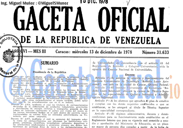 Gaceta Oficial 31633 del 13 Diciembre 1978