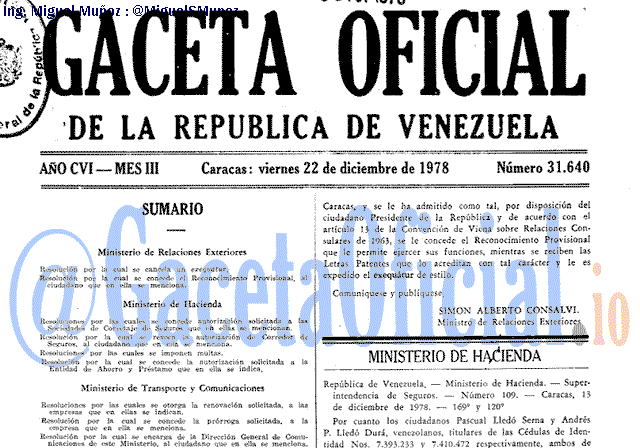 Gaceta Oficial 31640 del 22 Diciembre 1978