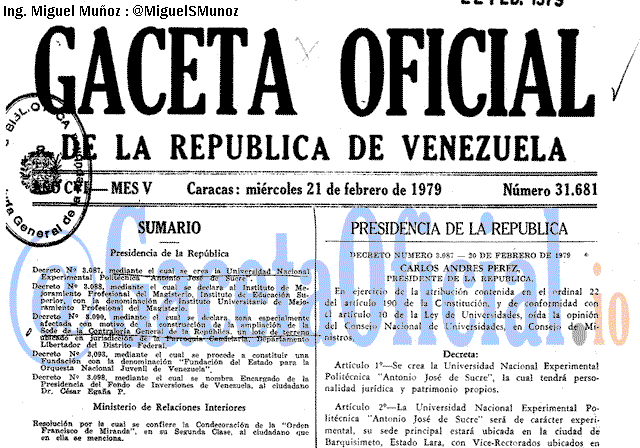 Gaceta Oficial 31681 del 21 Febrero 1979