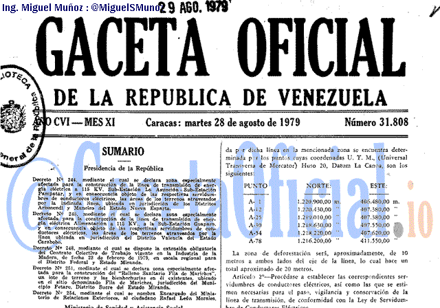 Gaceta Oficial 31808 del 28 Agosto 1979
