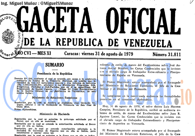 Gaceta Oficial 31811 del 31 Agosto 1979