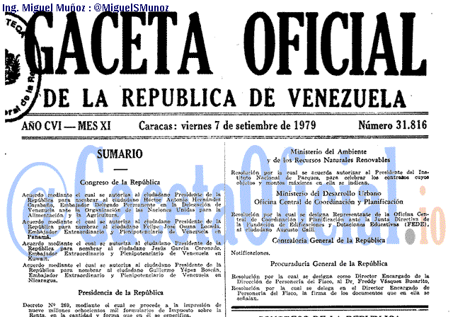 Gaceta Oficial 31816 del 7 Septiembre 1979