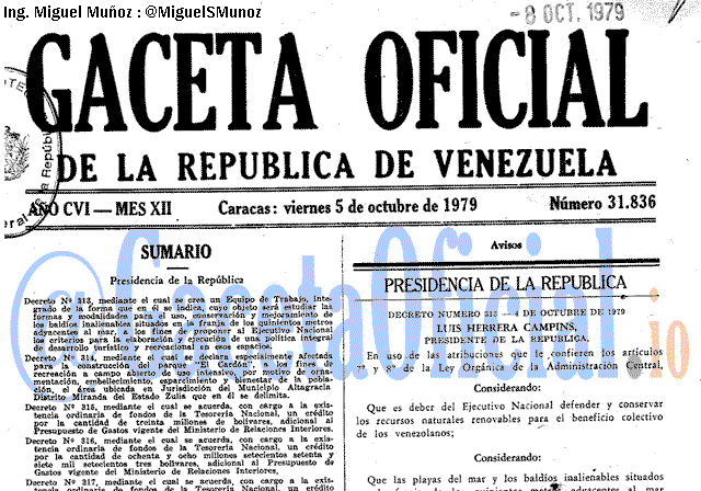Gaceta Oficial 31836 del 5 Octubre 1979