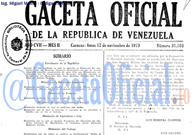 Gaceta Oficial 31860 del 12 Noviembre 1979
