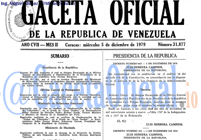 Gaceta Oficial 31877 del 5 Diciembre 1979