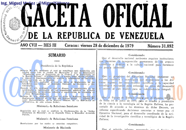 Gaceta Oficial 31892 del 28 Diciembre 1979